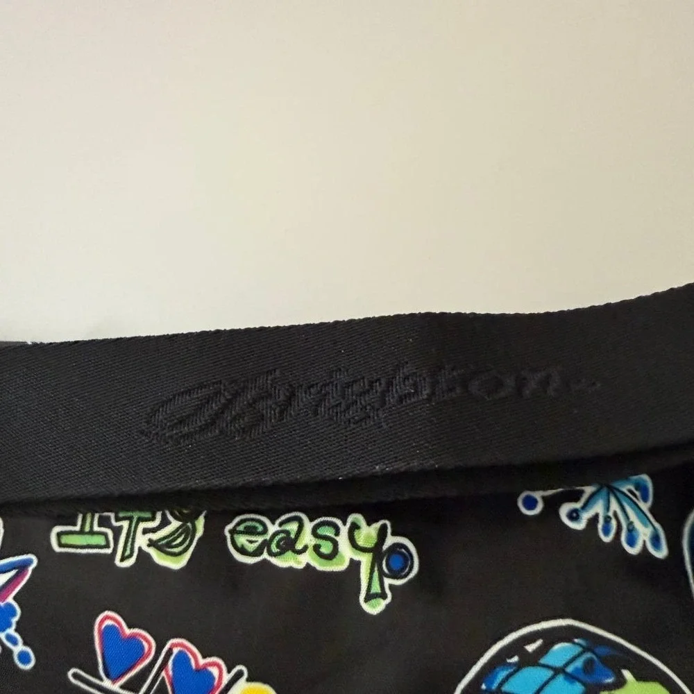 Brighton Belt Bag Fanny Pack Black Nylon Graffiti Heart Star Love Print Adjustab